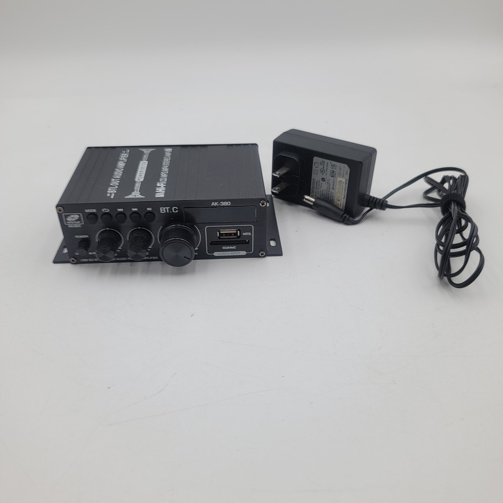 AK-380 Hi-Fi Stereo Audio Power Amplifier Bluetooth USB SD FM Radio 12V Black